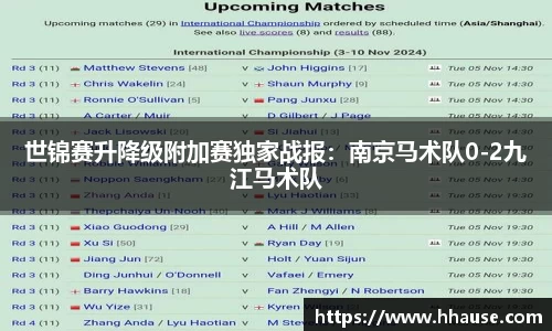 世锦赛升降级附加赛独家战报：南京马术队0-2九江马术队